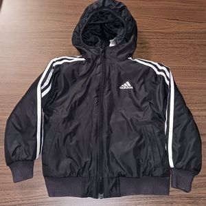 Adidas Boys Black Puffer Bomber Jacket Size XS 6